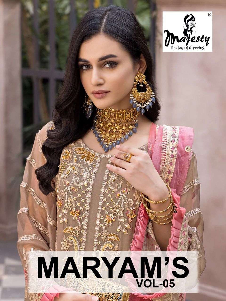 MARYAMS VOL-5 BY MAJESTY 1001 TO 1005 SERIES FAUX GEORGETTE PAKISTANI DRESSES