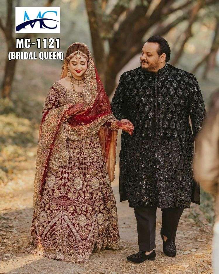 MC-1121 BRIDAL QUEEN BY MANSI CREATION VELVET EMBROIERY COADING WORK LEHENGAS