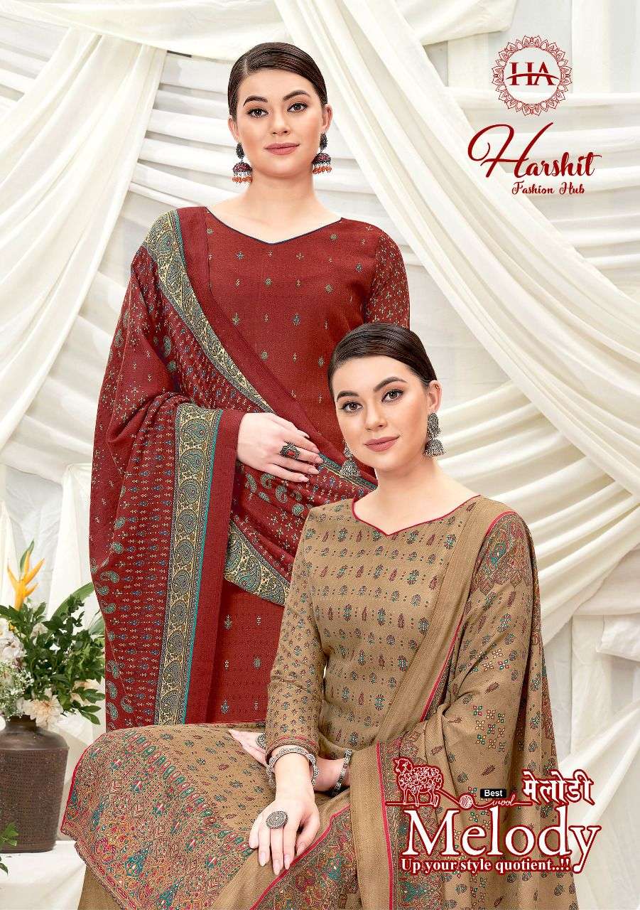 MELODY BY HARSHIT FASHION HUB 1148-001 TO 1148-008 SERIES PASHMINA DIAMOND WORK DRESSES