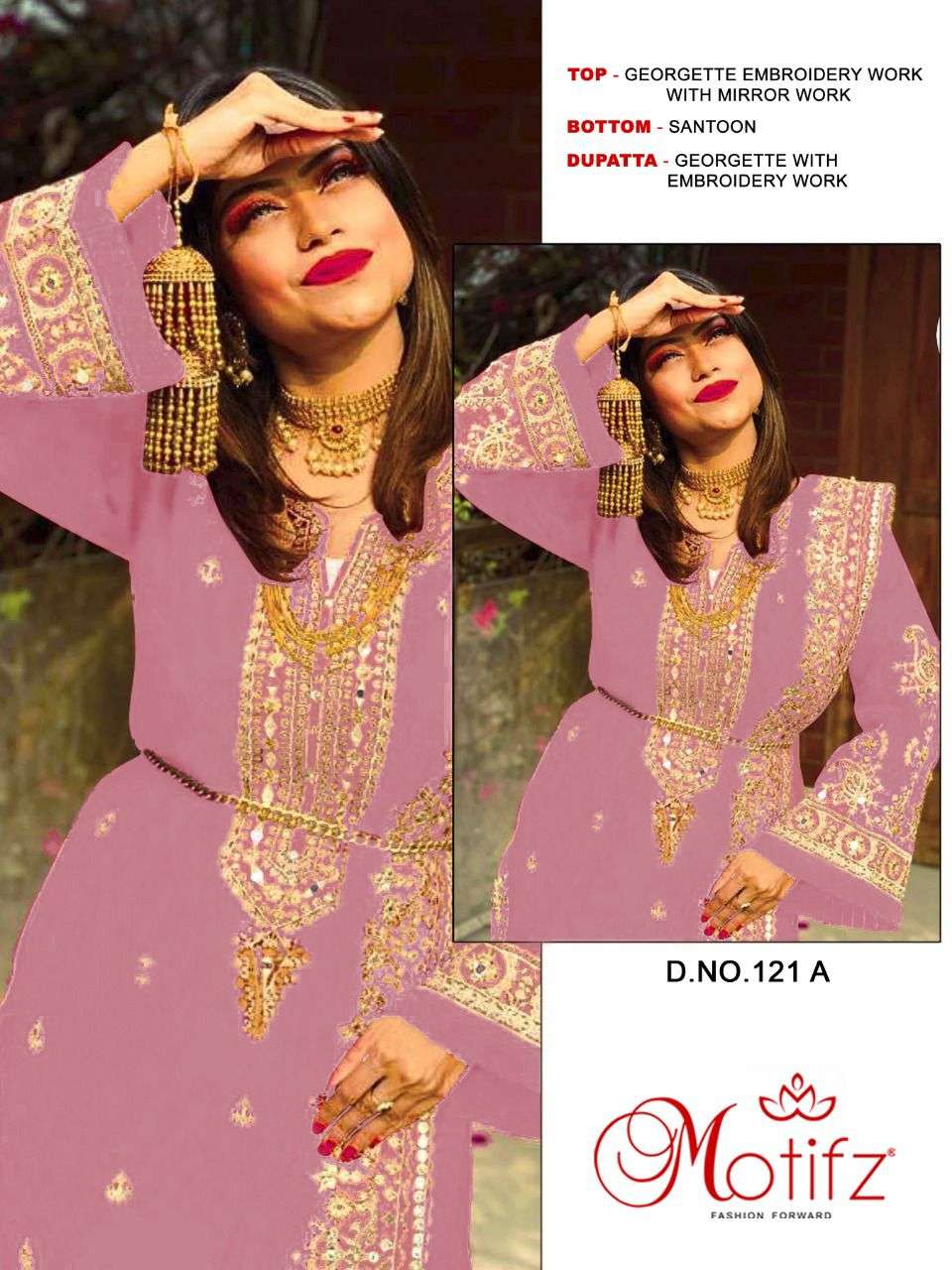 MOTIFZ 121 COLOURS BY MOTIFZ 121-A TO 121-C SERIES GEORGETTE MIRROR DRESSES