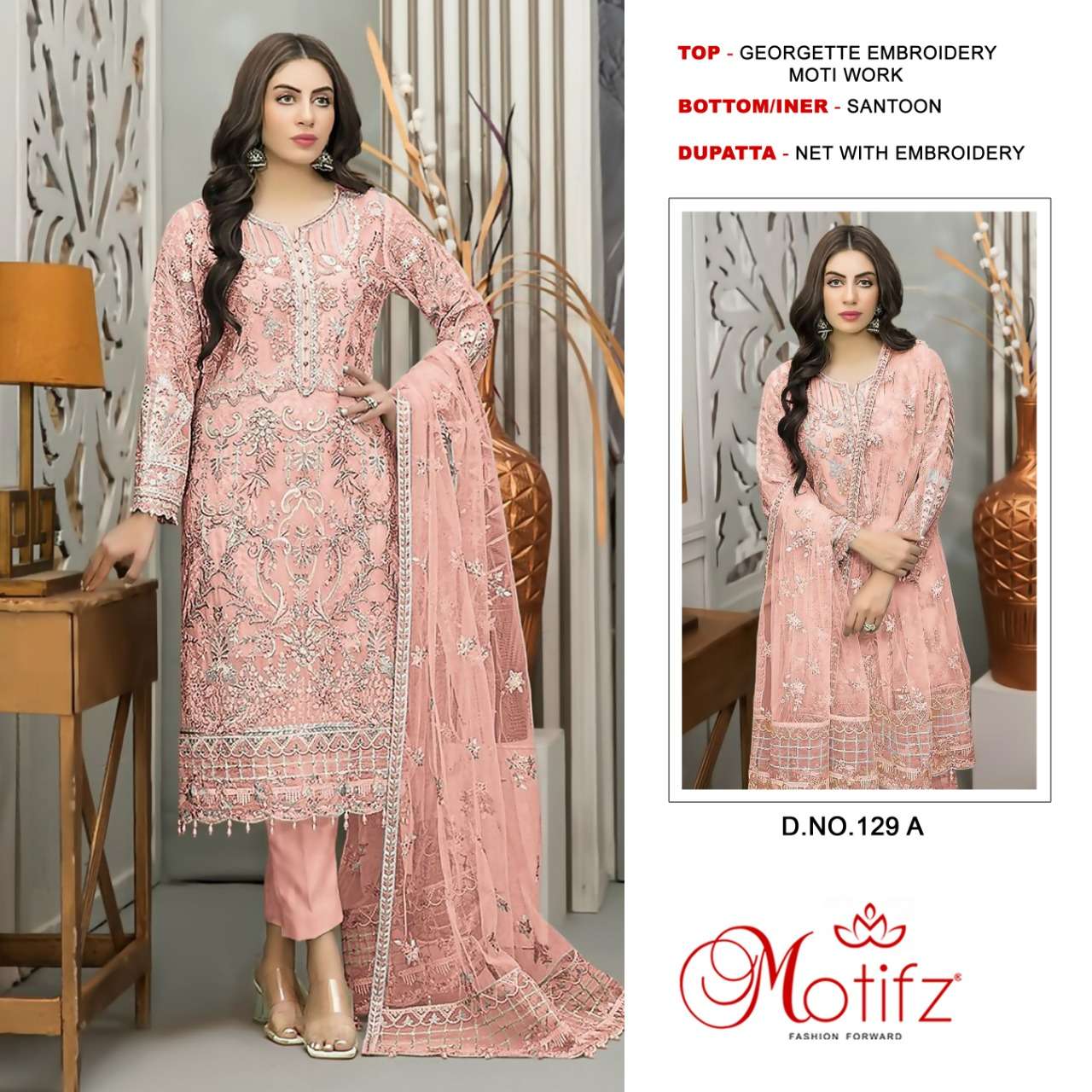 MOTIFZ 129 COLOURS BY MOTIFZ 129 TO 129-B SERIES GEORGETTE DRESSES