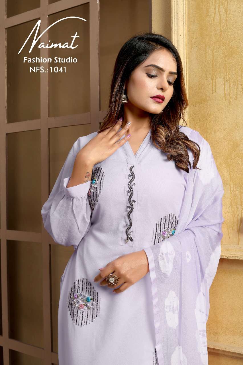 NFS 1041 COLOURS BY NAIMAT FASHION STUDIO 1041-A TO 1041-C SERIES GEORGETTE STITCHED DRESSES