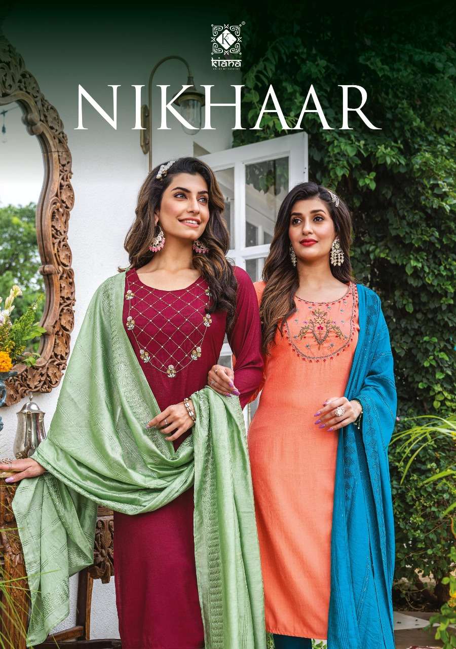 NIKHAAR BY KIANA 101 TO 105 SERIES VISCOSE HANDWORK STITCHED DRESSES