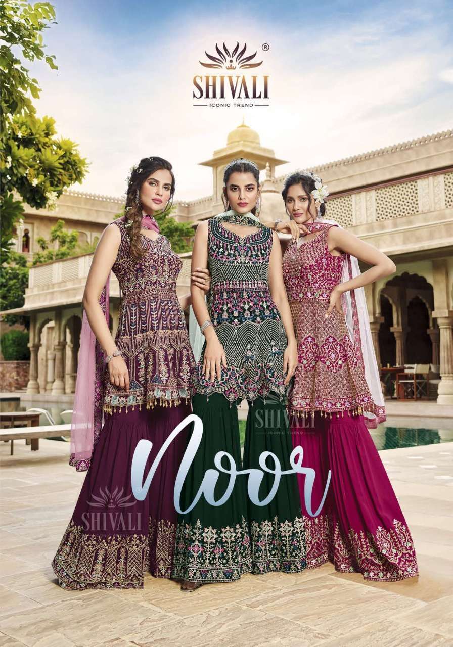 NOOR BY SHIVALI 1001 TO 1005 SERIES GEORGETTE EMBROIDERY STITCHED DRESSES