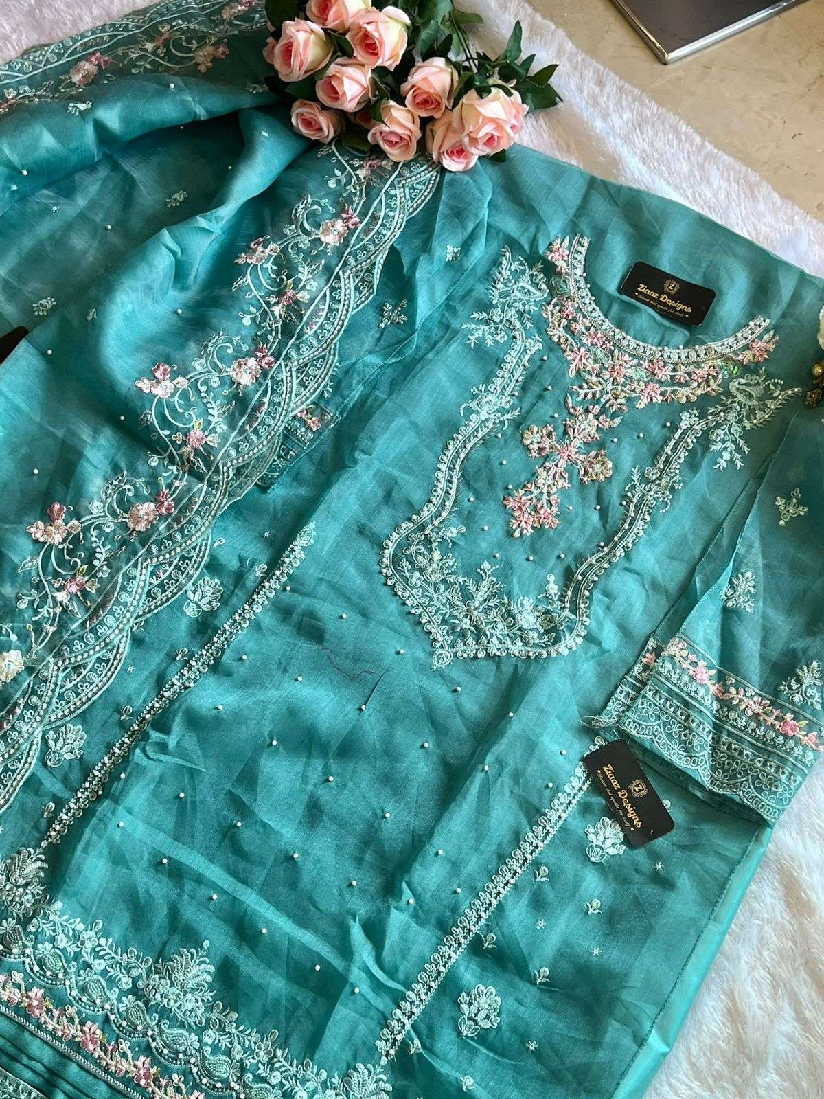 NOOR TIFFENY AQUA BY ZIAAZ DESIGNS ORGANZA PAKISTANI DRESS