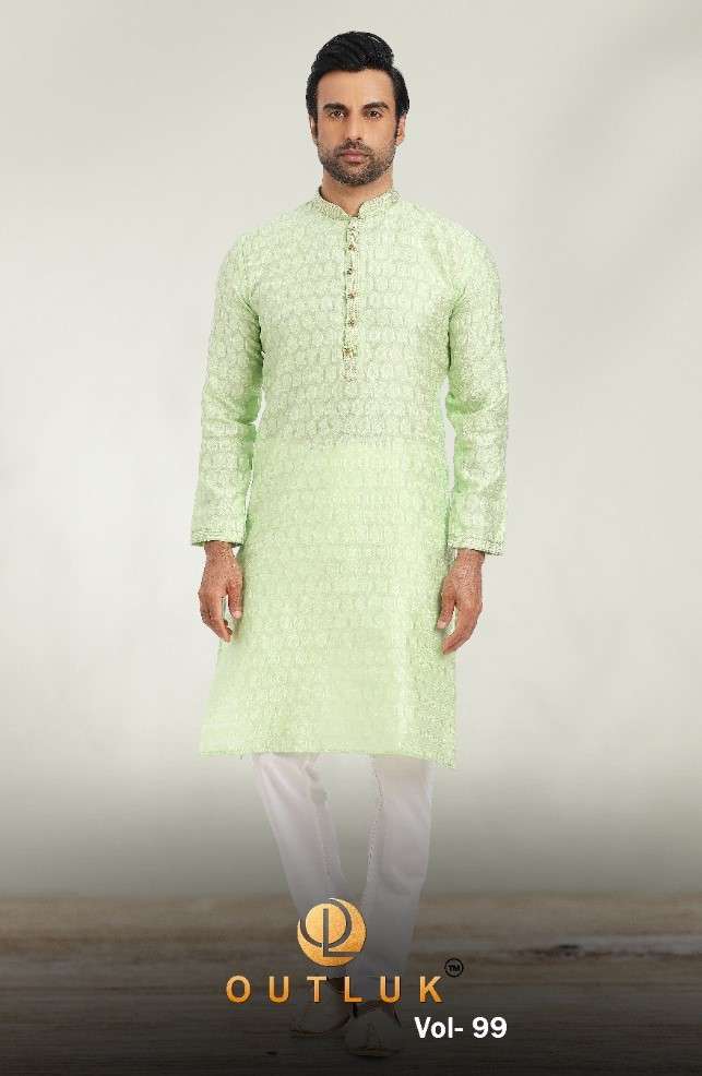 OUTLUK VOL-99 BY OUTLUK 99001 TO 99011 SERIES JACQUARD MENS KURTAS WITH PAJAMA