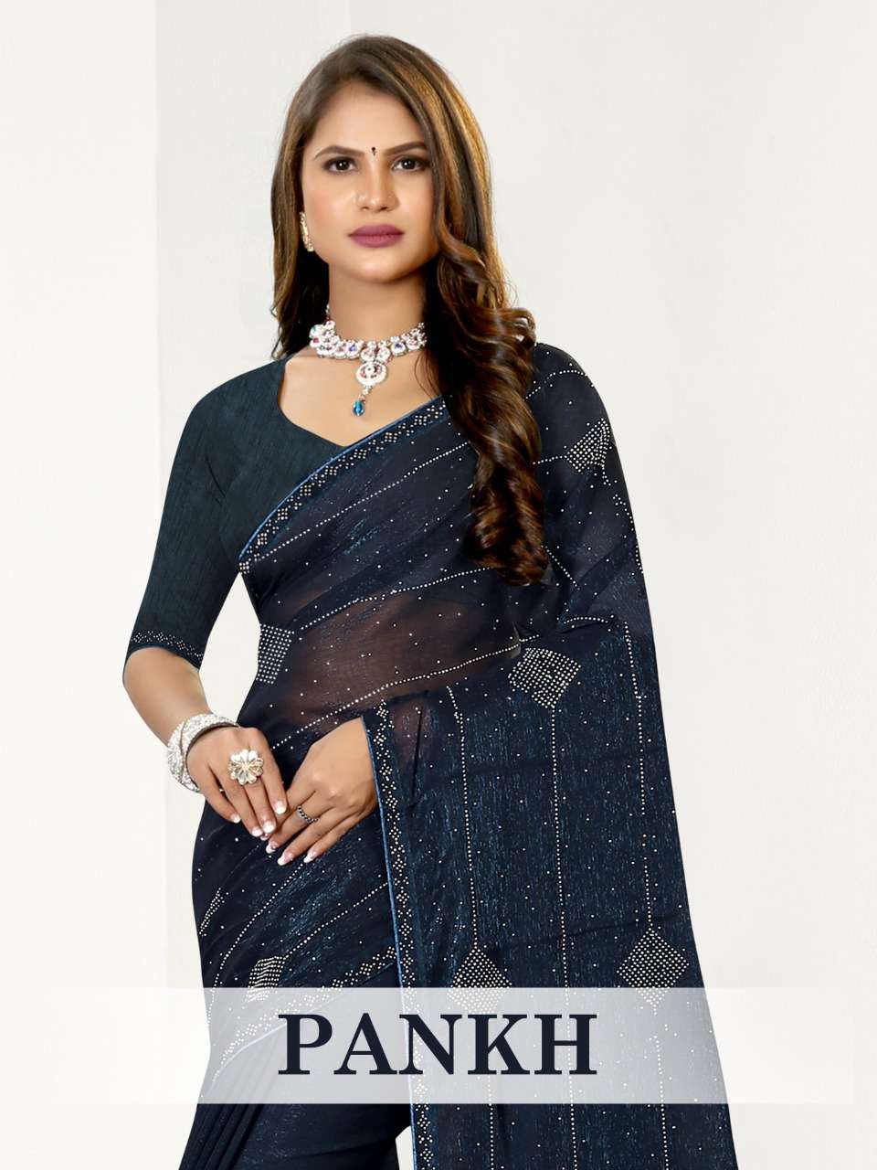 PANKH BY RONISHA FASHION DESIGNER SIMMER FABRIC SEQUENCE WORK SAREES