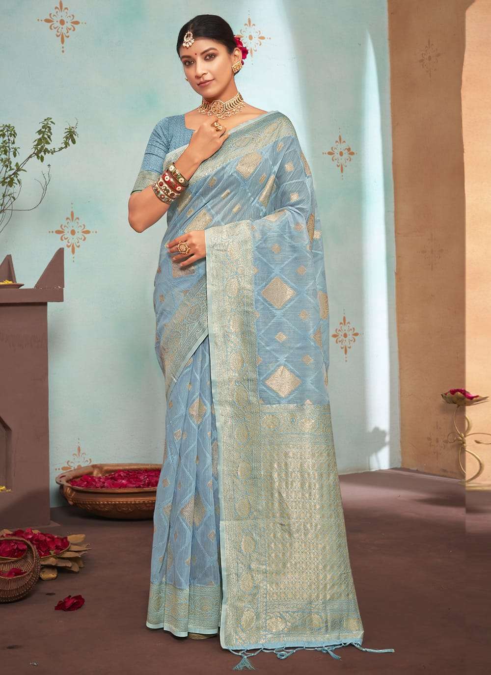 PRATISHA BY SANGAM PRINTS 3075 TO 3080 SERIES DESIGNER ORGANZA SAREES