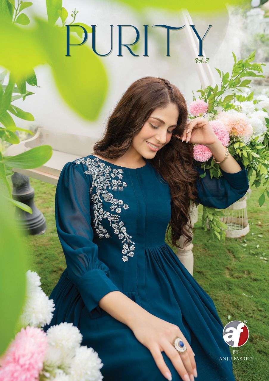 PURITY VOL-2 BY ANJU FABRICS 2641 TO 2646 SERIES FAUX GEORGETTE TUNICS