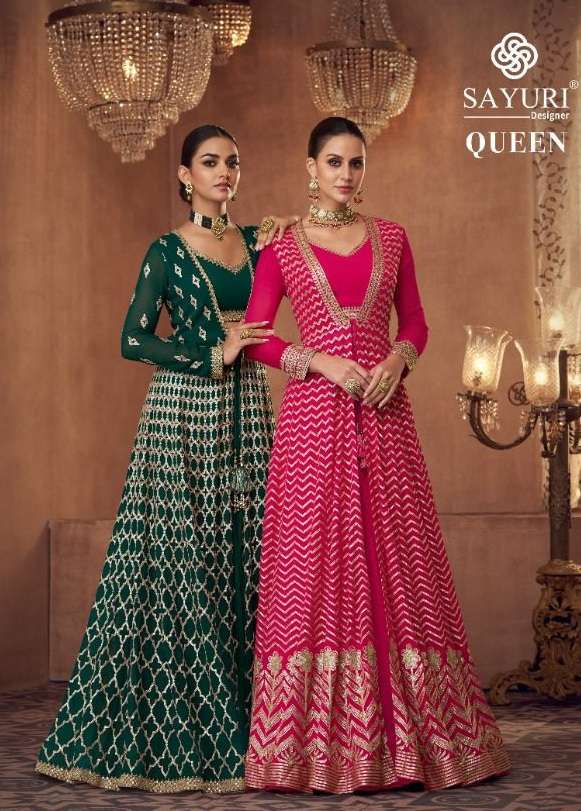 QUEEN BY SAYURI 5222 TO 5224 SERIES GEORGETTE EMBROIDERY ANARKALI DRESSES