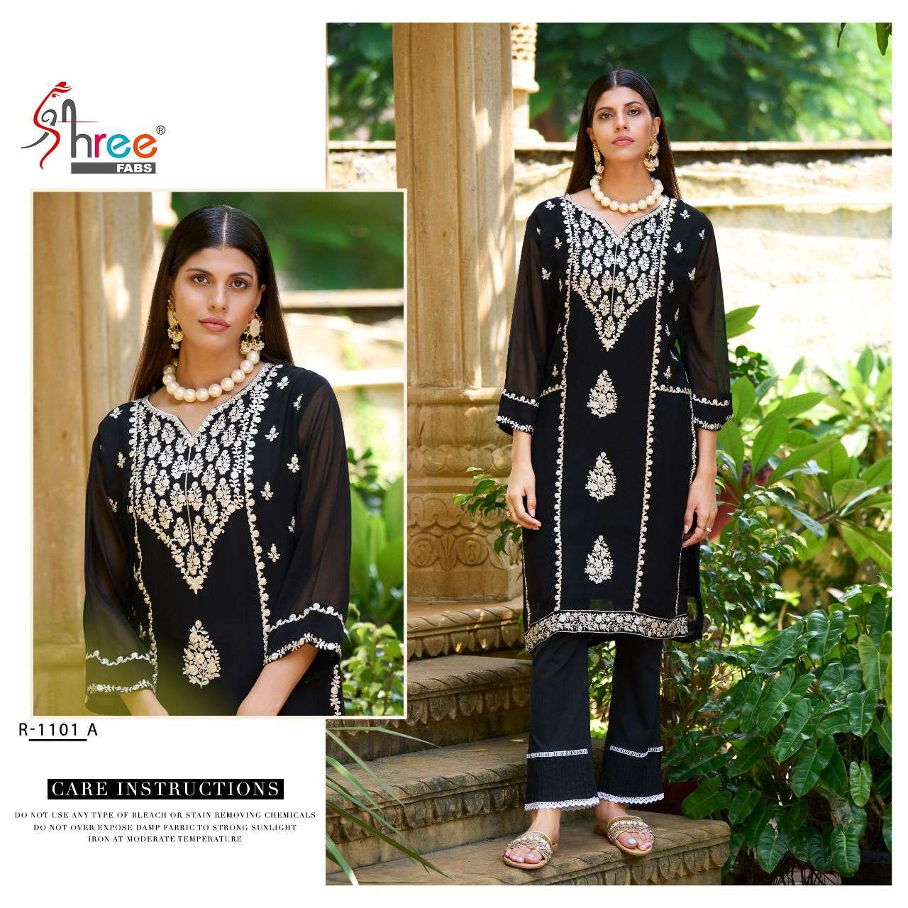 R-1101 COLOURS BY SHREE FABS GEORGETTE EMBROIDERY STITCHED DRESSES