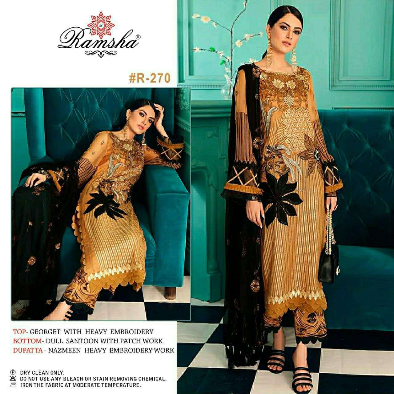 R-270 HIT DESIGN BY RAMSHA GEORGETTE EMBROIDERY PAKISTANI DRESS