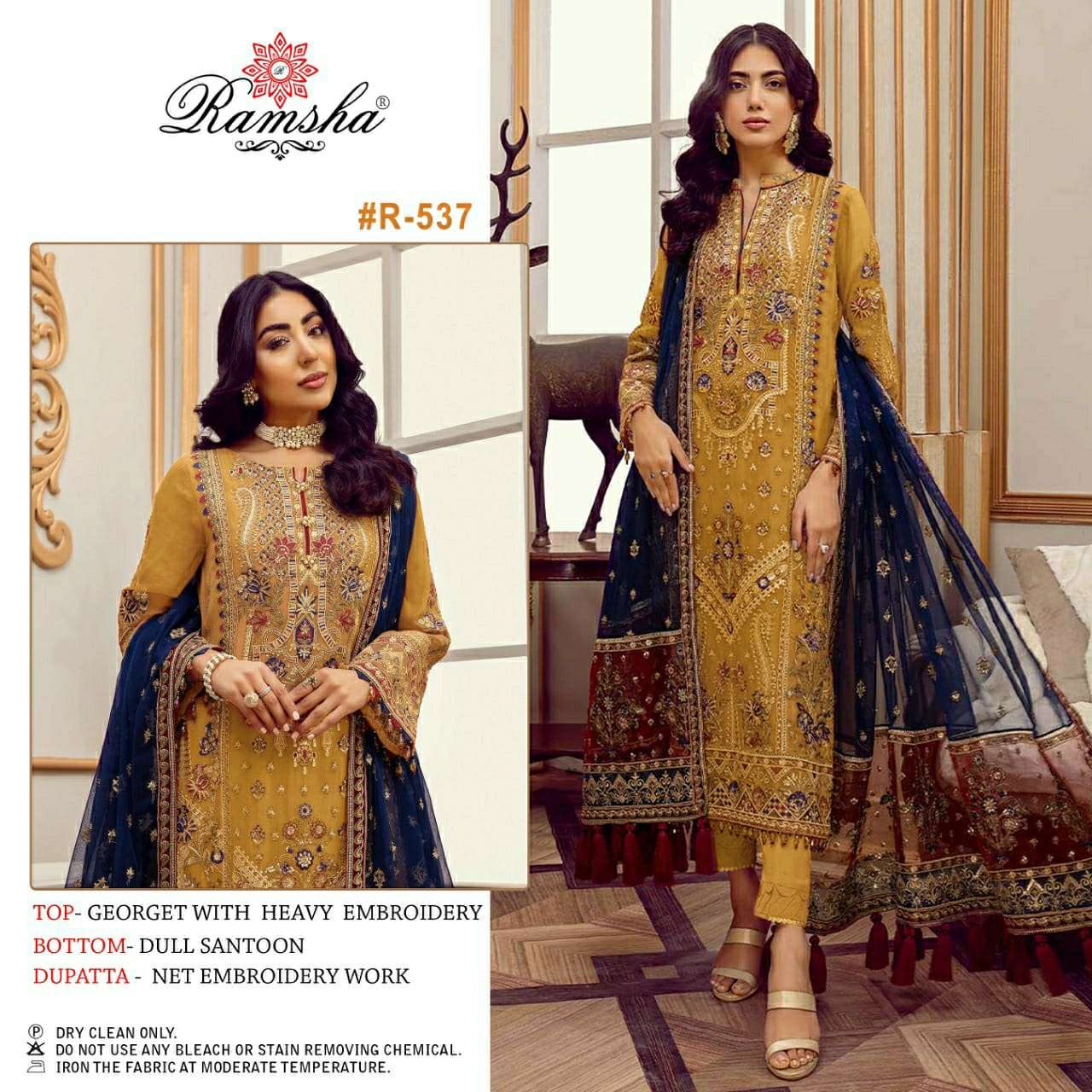 RAMSHA 572 GEORGETTE PAKISTANI DESIGNER SALWAR SUITS AT WHOLESALE