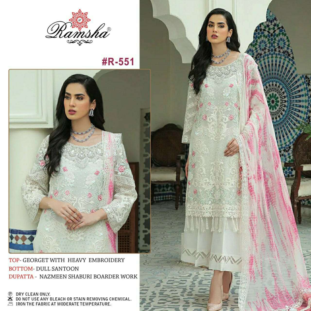 R-551 HIT DESIGN BY RAMSHA GEORGETTE EMBROIDERY DRESS