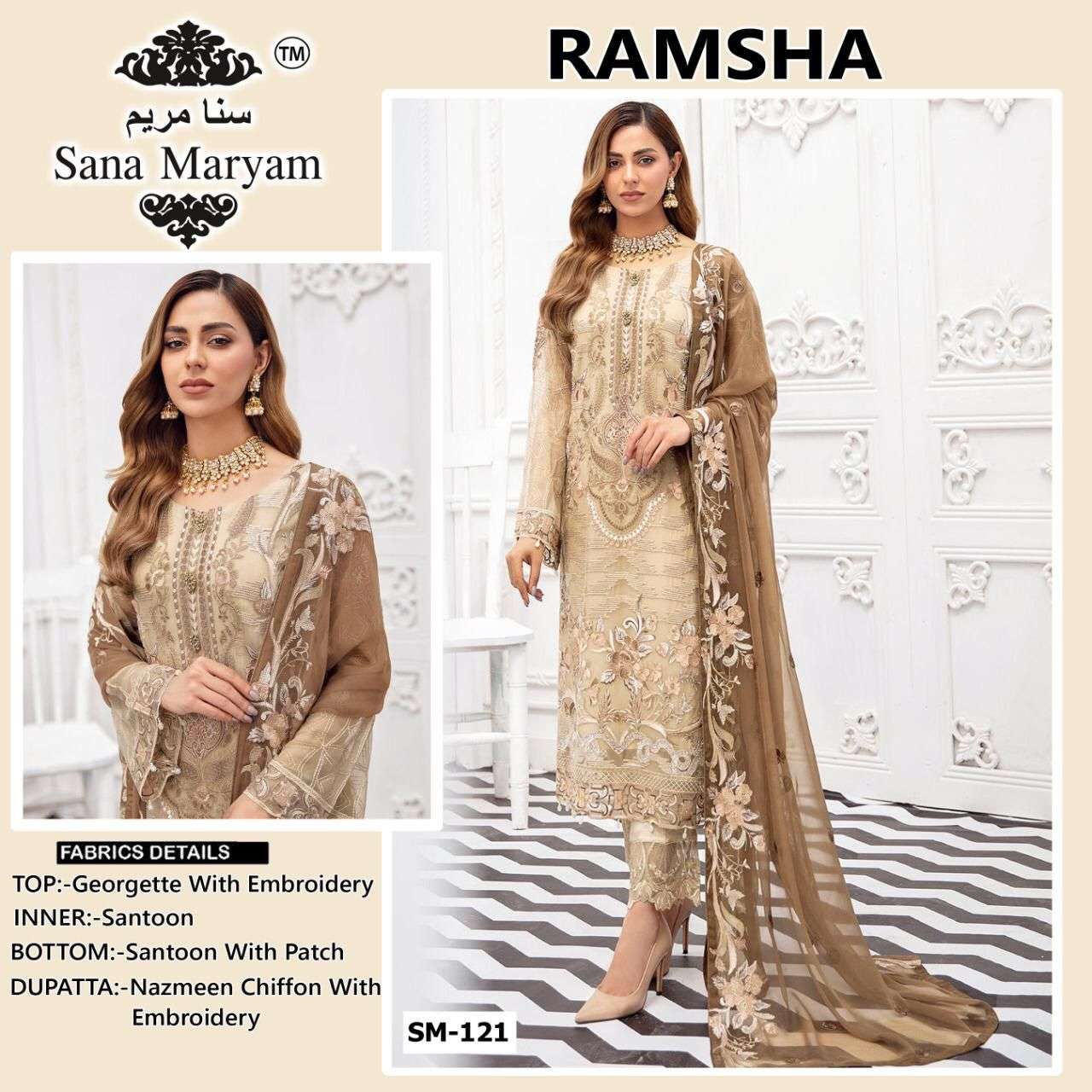 RAMSHA 121 HIT DESIGN BY SANA MARYAM GEORGETTE EMBROIDERY DRESS