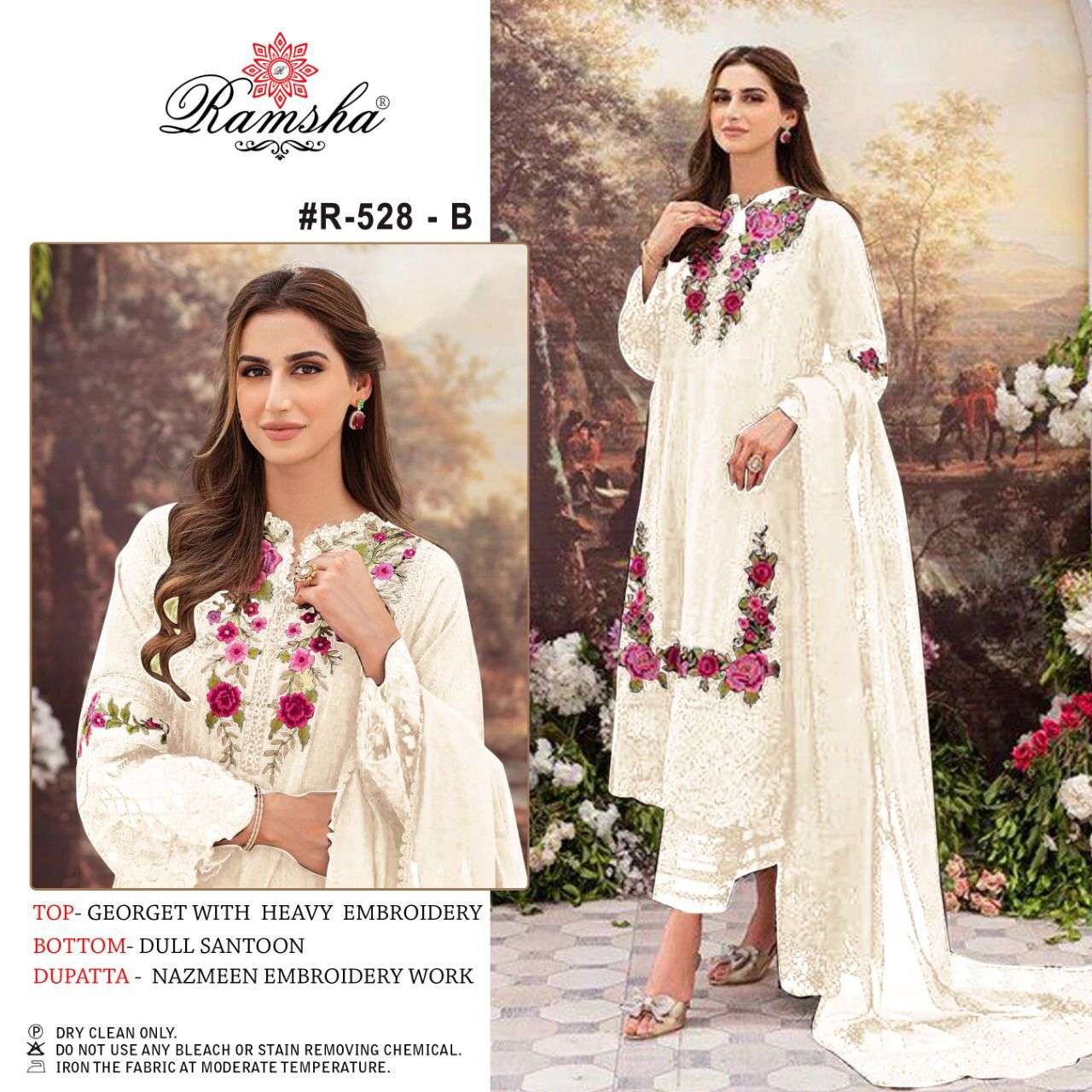 RAMSHA 528 NX BY RAMSHA GEORGETTE EMBROIDERY PAKISTANI DRESSES