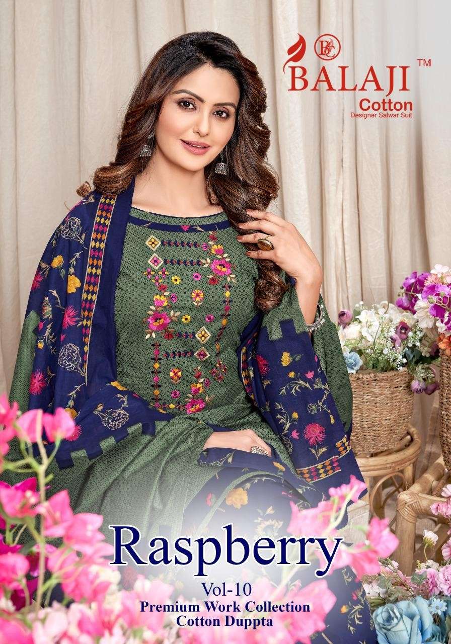 RASPBERRY VOL-10 BY BALAJI COTTON 10001 TO 10012 SERIES COTTON PRINT DRESSES