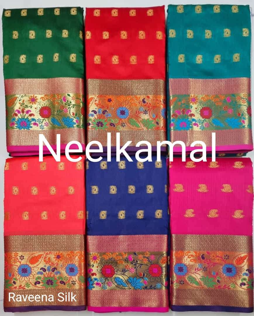 RAVEENA SILK VOL-3 BY NEELKAMAL SAREES INDIAN DESIGNER LITCHI SILK SAREES