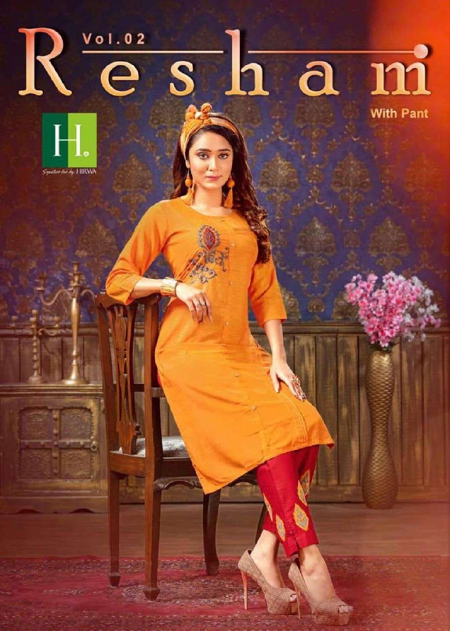 RESHAM VOL-2 BY H DOT 201 TO 208 SERIES SILK EMBROIDERY KURTIS