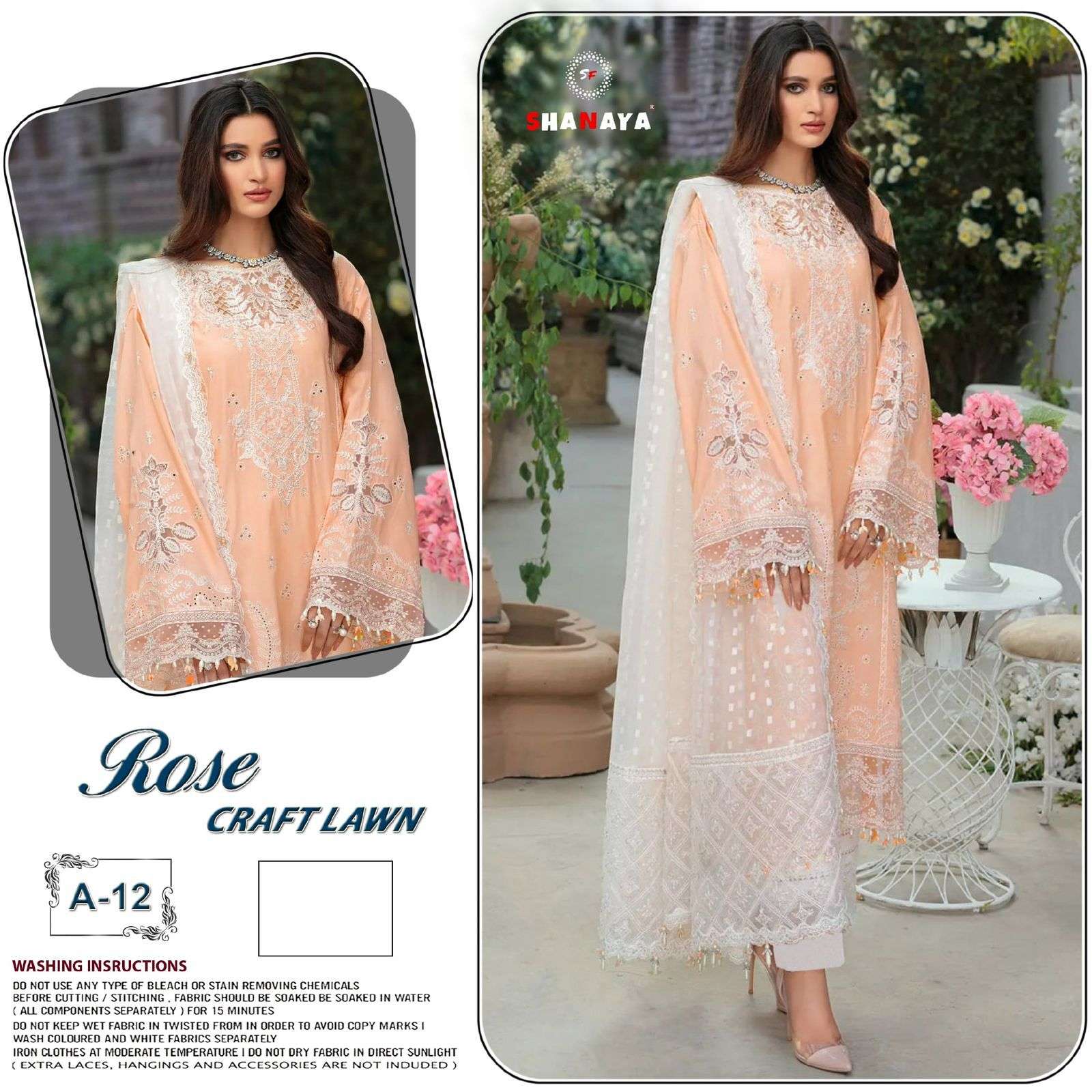 ROSE CRAFT LAWN BY SHANAYA FASHION CAMBRIC EMBROIDERY PAKISTANI DRESSES