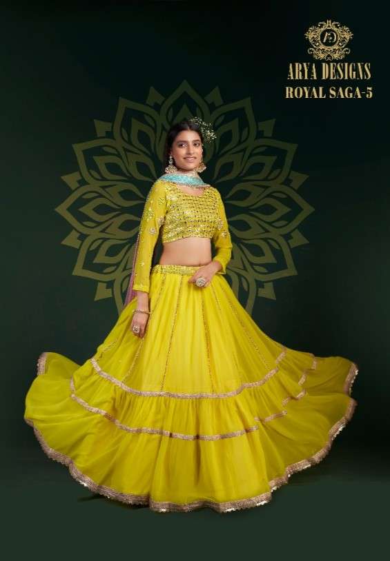 ROYAL SAGA VOL-5 BY ARYA DESIGNS 30001 TO 30009 SERIES DESIGNER LEHENGAS