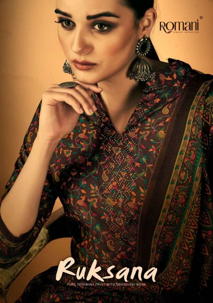 RUKSANA BY ROMANI 1056-001 TO 1056-010 SERIES PASHMINA WORK DRESSES