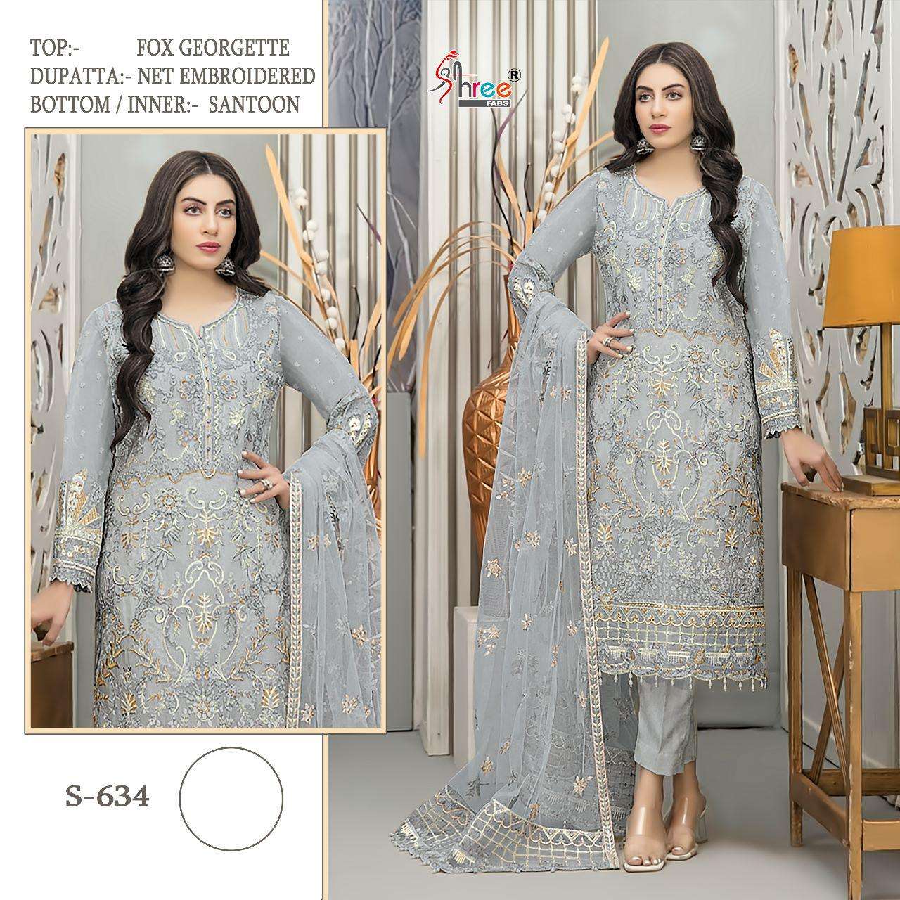 S-634 COLOURS BY SHREE FABS FAUX GEORGETTE PAKISTANI DRESSES