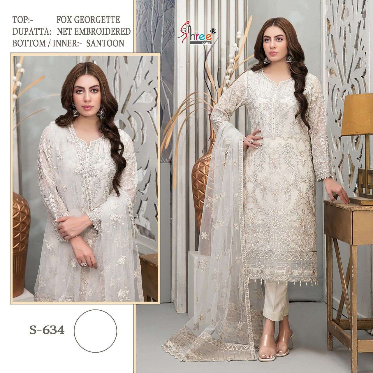 S-634 HIT DESIGN BY SHREE FABS FAUX GEORGETTE EMBROIDERY PAKISTANI DRESS