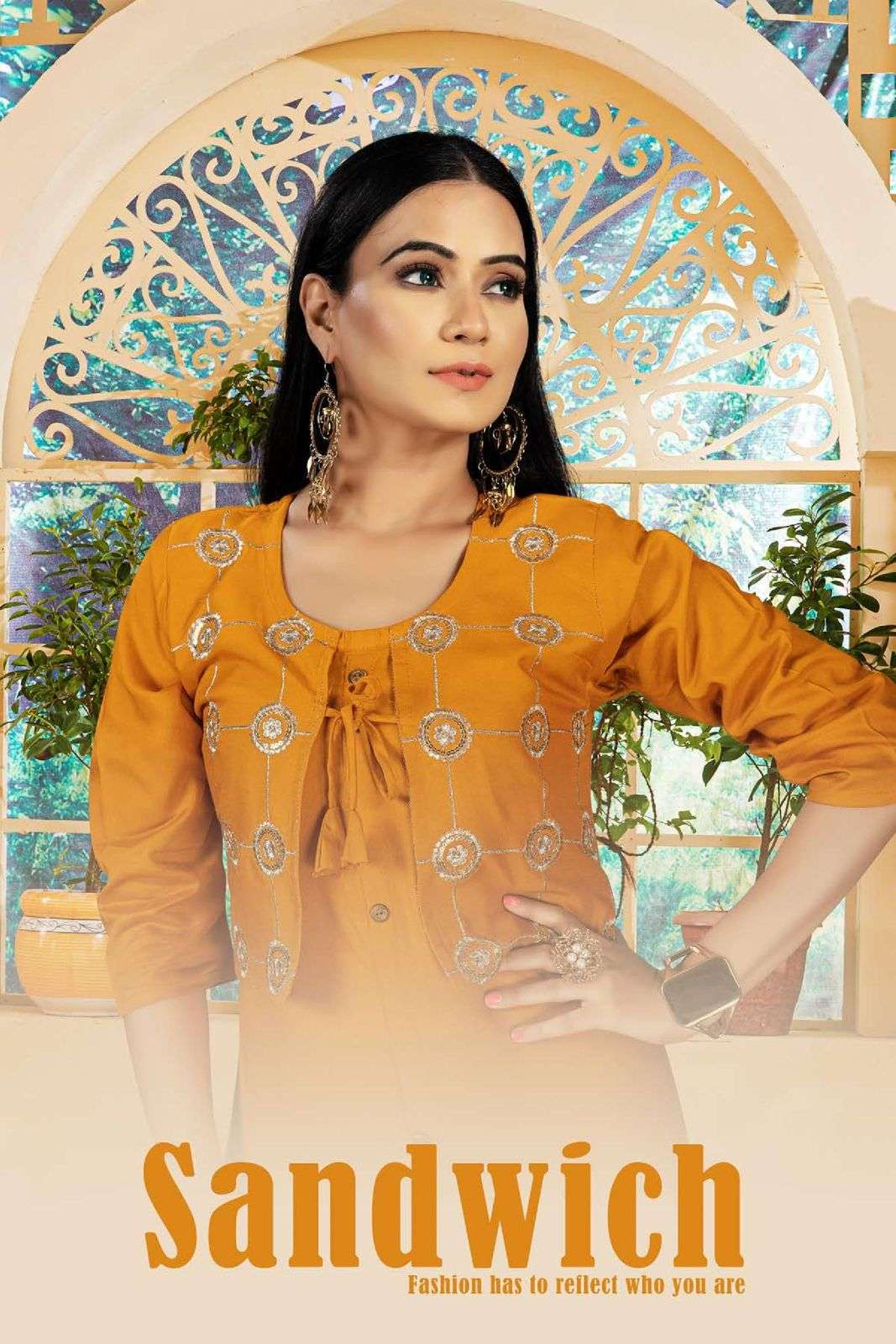 SANDWICH BY ASLIWHOLESALE RAYON EMBROIDERY KOTI KURTIS