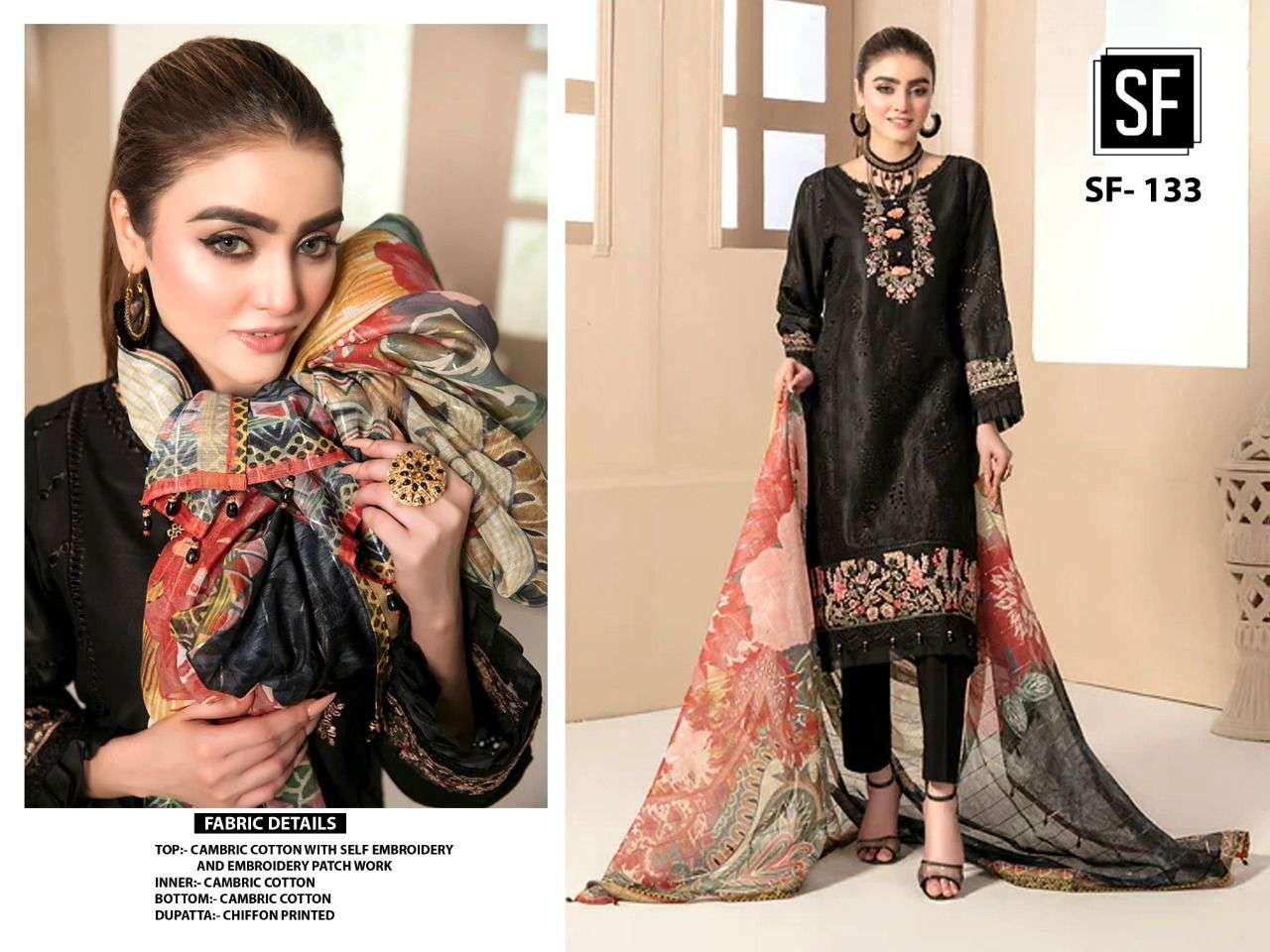 SF-133 HIT DESIGN BY SF FASHION CAMBRIC COTTON EMBROIDERY DRESS