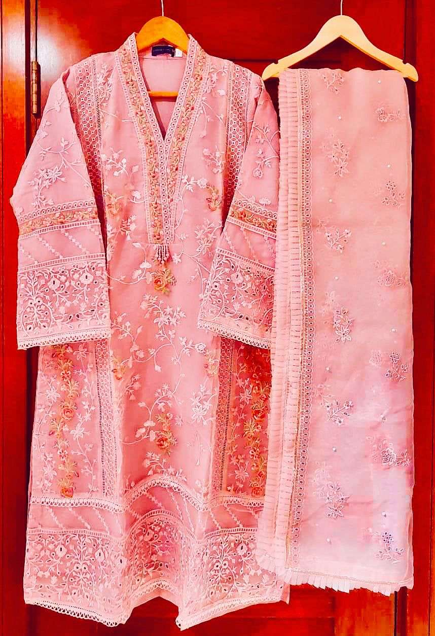 SHEHNAZ PINK BY ZIAAZ DESIGNS ORGANZA WORK PAKISTANI DRESS