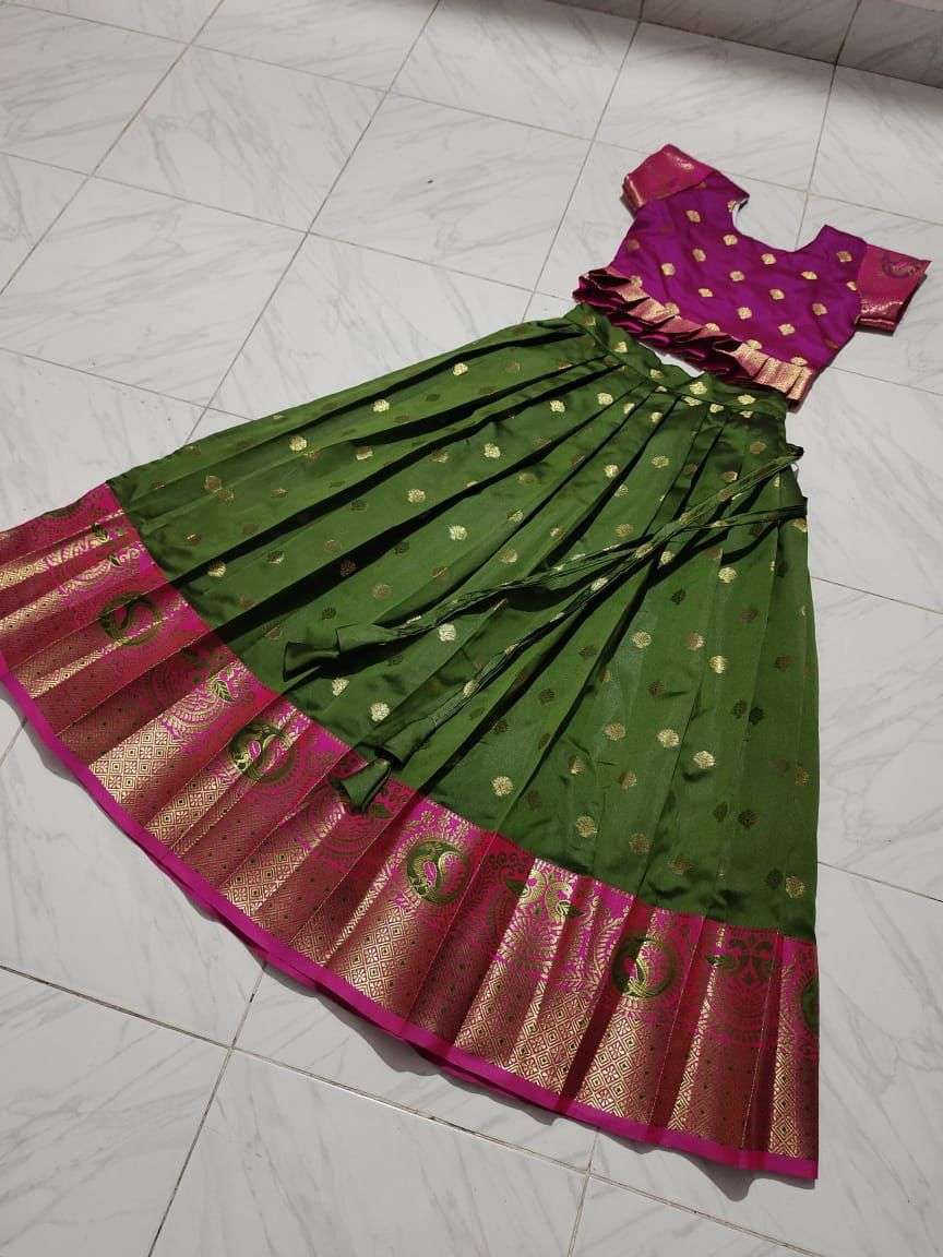 SIMRAN BY ASLIWHOLESALE DESIGNER LITCHI SILK STITCHED KIDS LEHENGAS