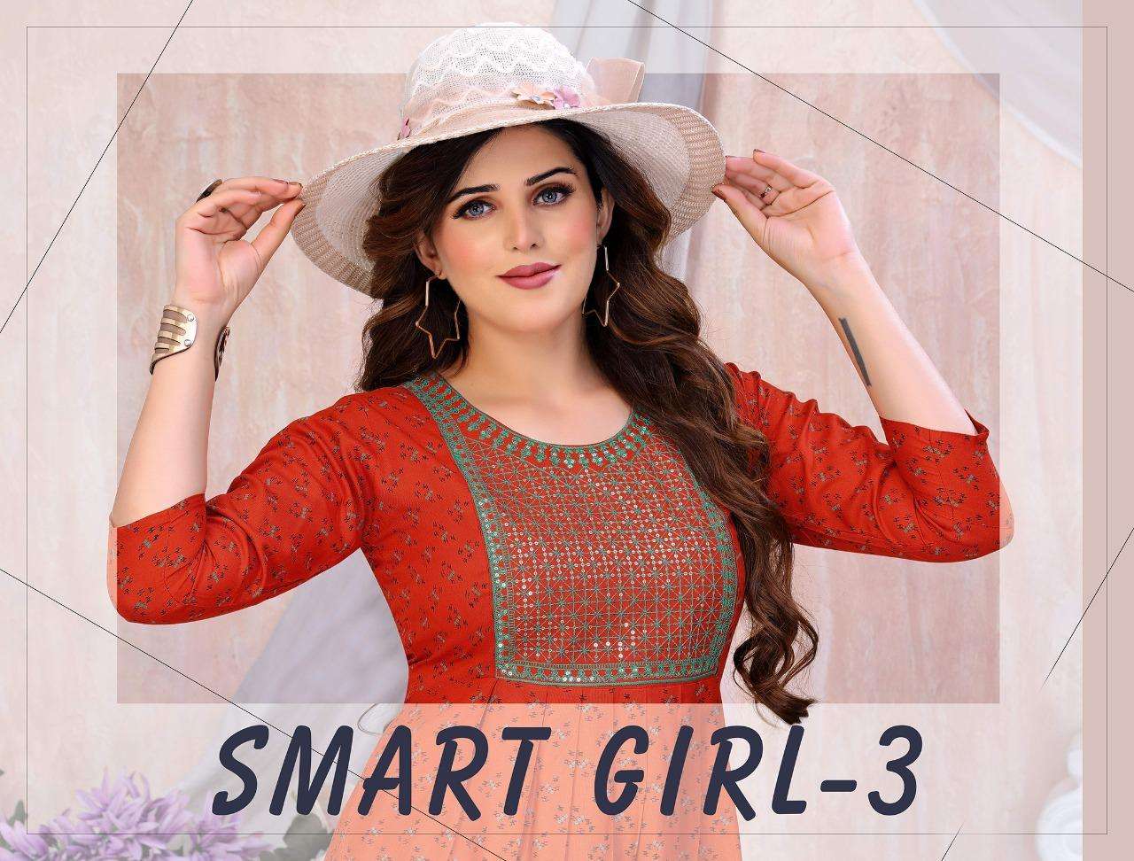 SMART GIRL VOL-3 BY ASLIWHOLESALE RAYON EMBROIDERY KURTIS