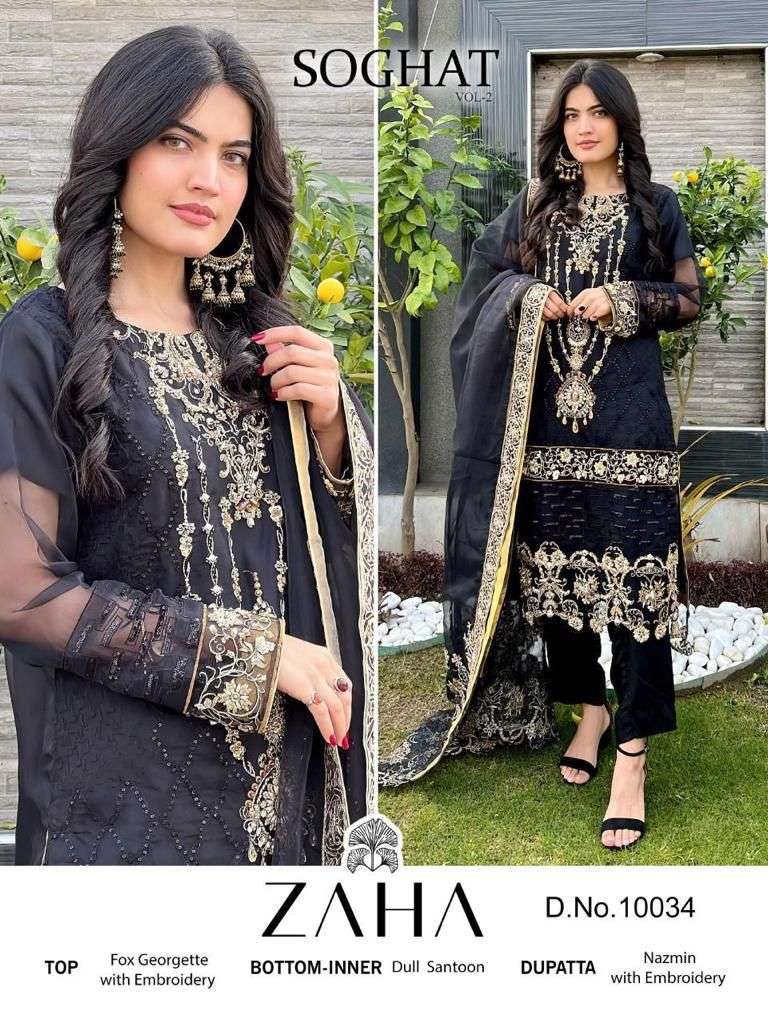 SOGHAT 10034 BY ZAHA GEORGETTE EMBROIDERY PAKISTANI DRESS