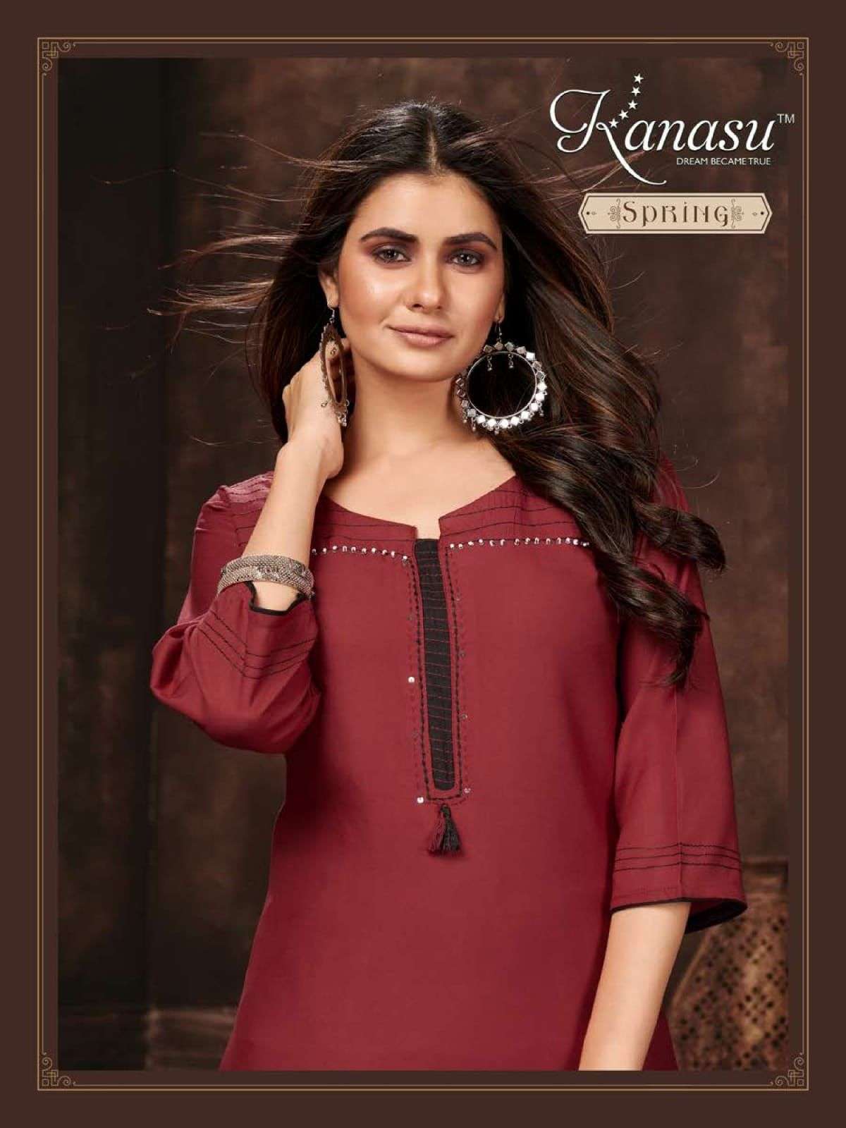 SPRING BY KANASU 1001 TO 1008 SERIES RAYON EMBROIDERY KURTIS