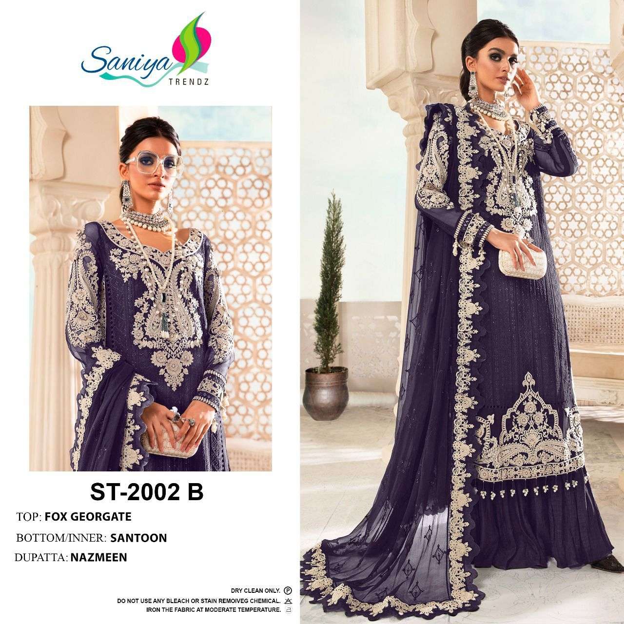 ST-2002 COLOURS BY SANIYA TRENDZ 2002-A TO 2002-C SERIES GEORGETTE DRESSES