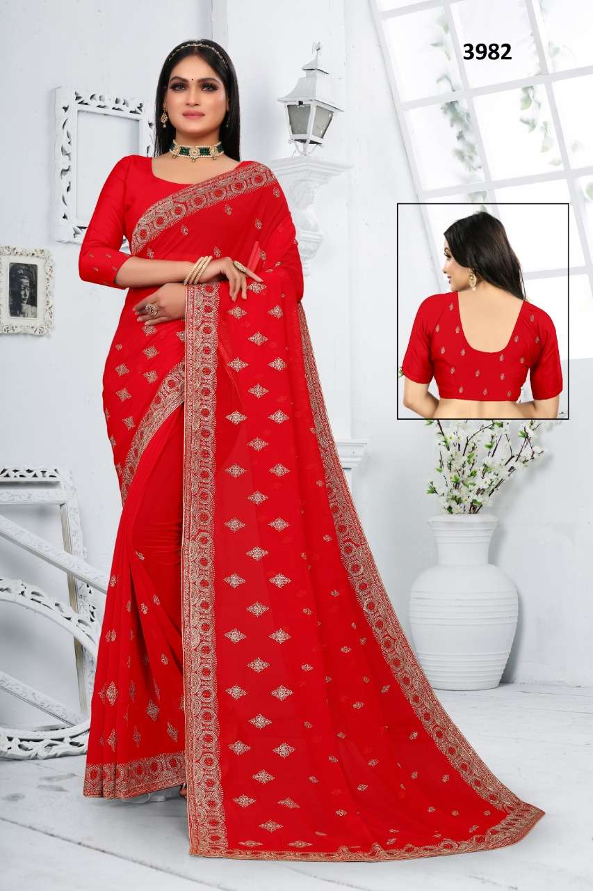 ST-3982 & 3983 SERIES BY ASLIWHOLESALE DESIGNER GEORGETTE EMBROIDERY SAREES