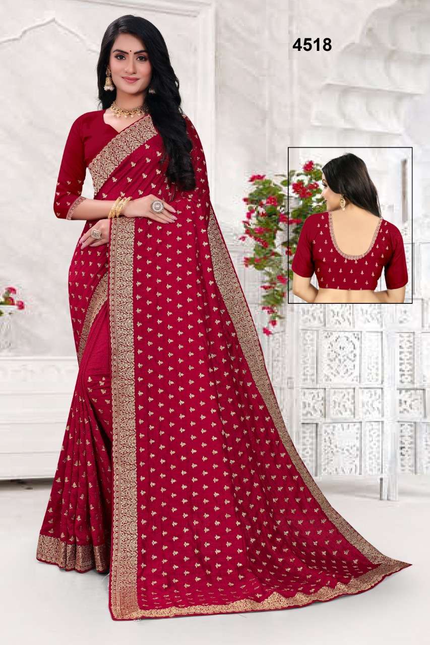 STR-4518 COLOURS BY ASLIWHOLESALE VICHITRA SILK WORK SAREES