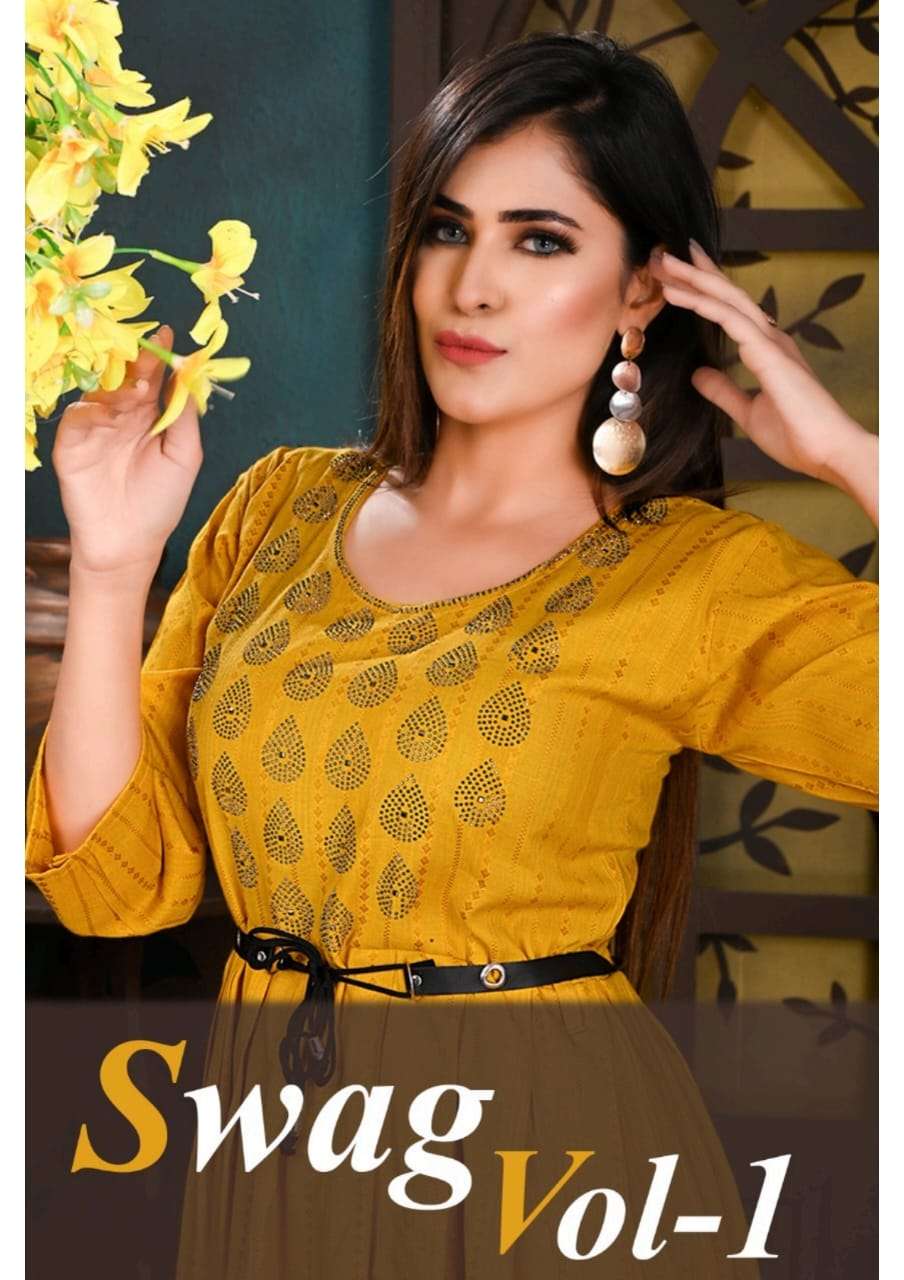 SWAG VOL-1 BY ASLIWHOLESALE RAYON PRINT KURTIS