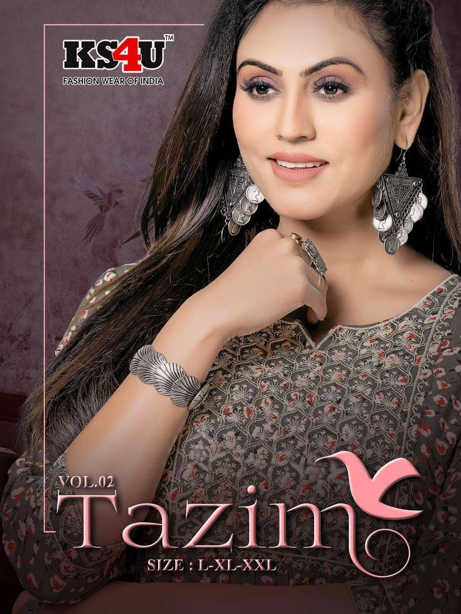 TAZIM VOL-2 BY ASLIWHOLESALE 201 TO 204 SERIES FANCY EMBROIDERY KURTIS