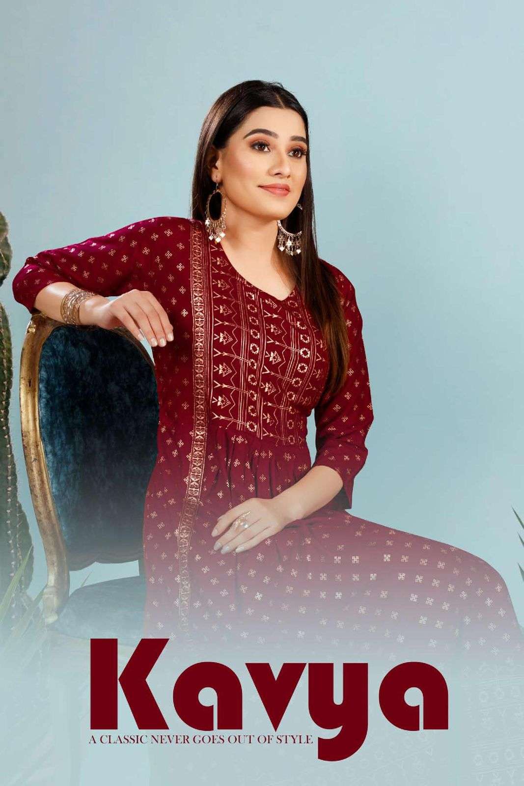 TRENDY KAVYA BY ASLIWHOLESALE RAYON FOIL PRINT KURTIS