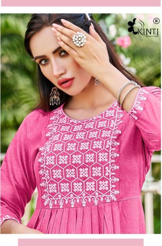 VAMIKA BY KINTI 1001 TO 1008 SERIES RAYON EMBROIDERY KURTIS