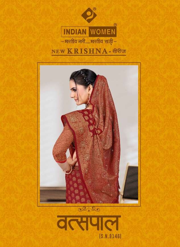 VATSPAL BY INDIAN WOMEN 9146-A TO 9146-F SERIES DESIGNER FANCY WORK SAREES