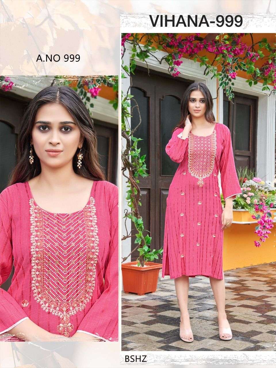 VIHANA BY ASLIWHOLESALE 999-A TO 999-D SERIES RAYON KURTIS