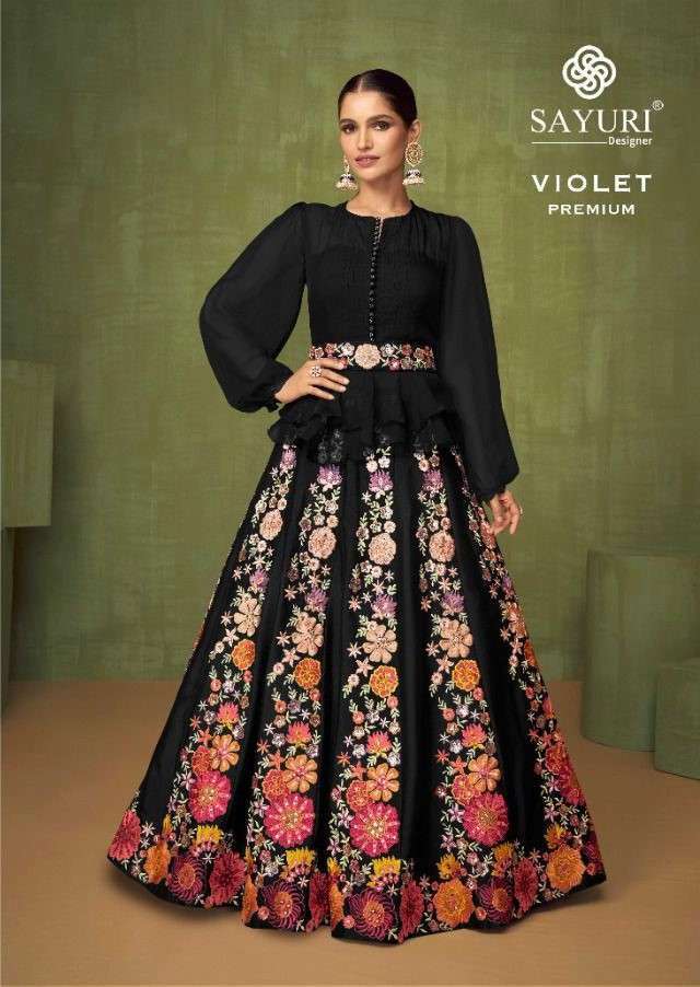 VIOLET PREMIUM BY SAYURI 5206 TO 5206-C SERIES GEORGETTE EMBROIDERY LEHENGAS