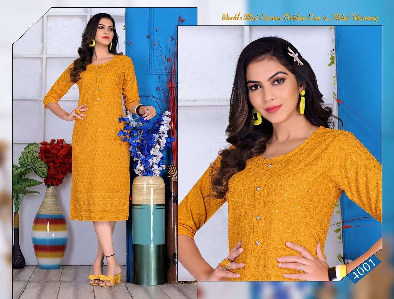 WINSOME BY ASLIWHOLESALE 4001 TO 4008 SERIES RAYON SEQUENCE KURTIS