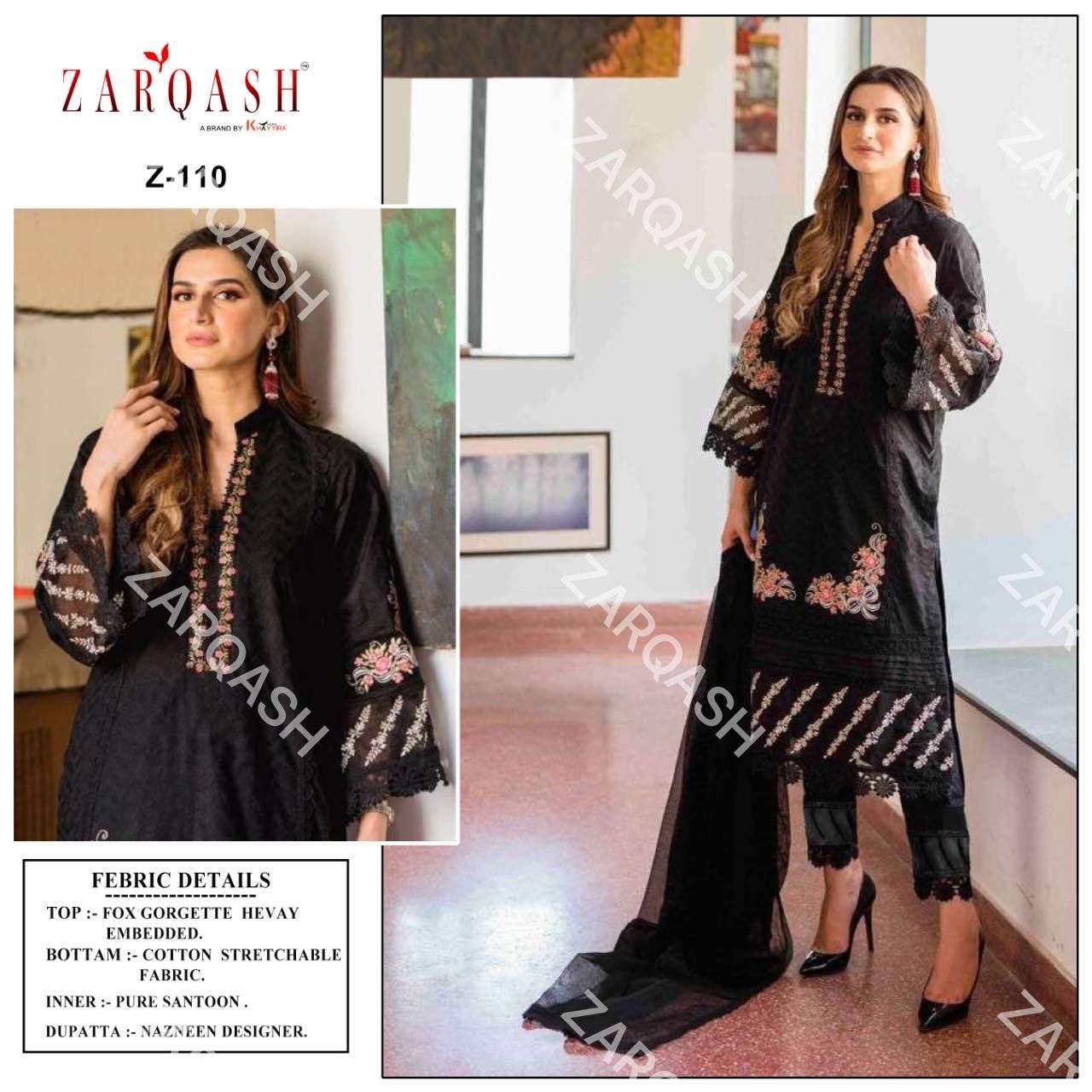 Z-110 HIT DESIGN BY ZARQASH FAUX GEORGETTE EMBROIDERY STITCHED DRESS