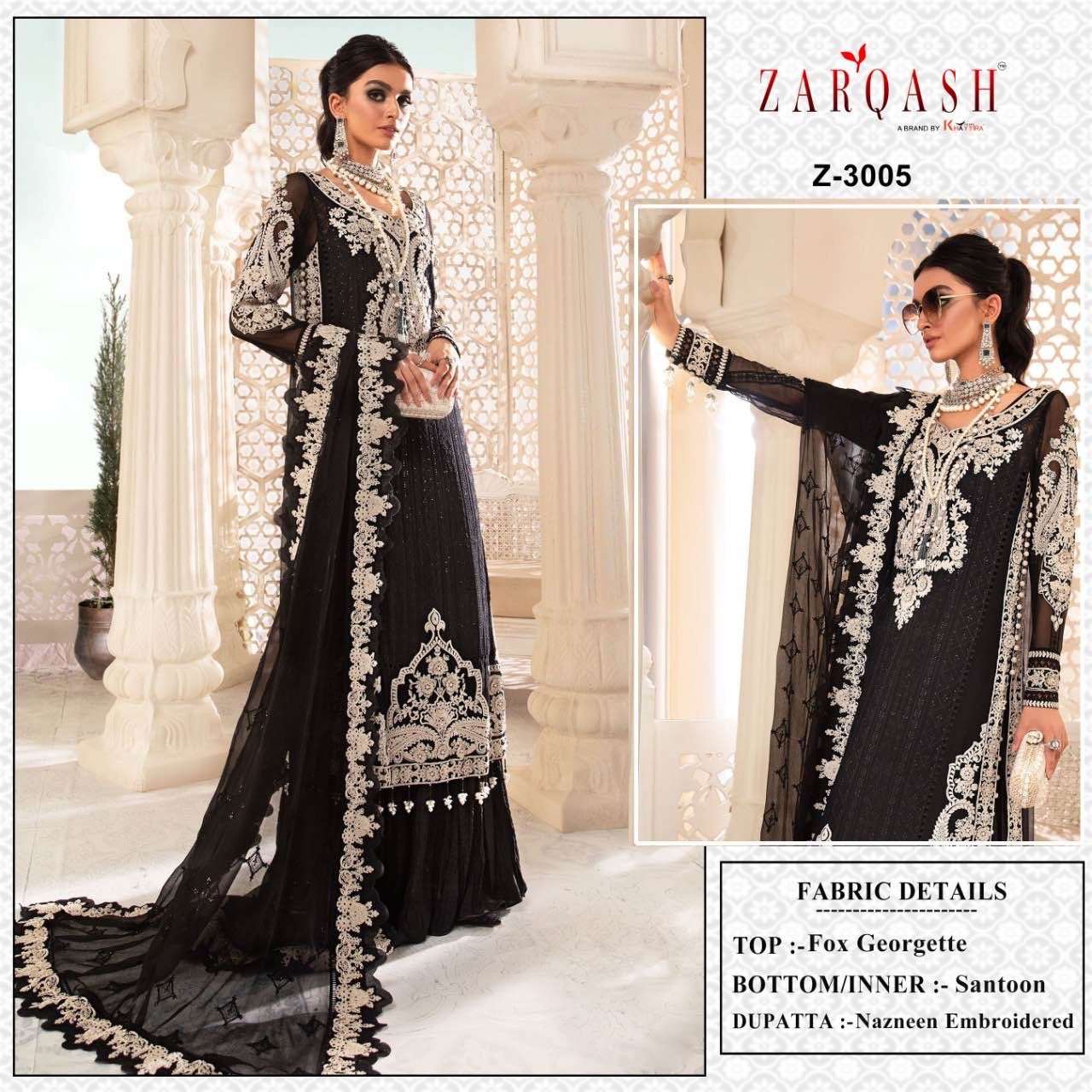 Z-3005 HIT DESIGN BY ZARQASH FAUX GEORGETTE EMBROIDERY PAKISTANI DRESS