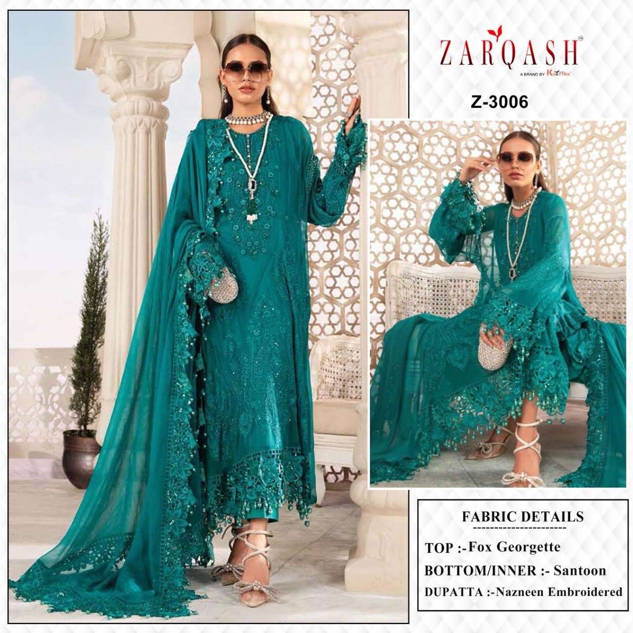 Z-3006 HIT DESIGN BY ZARQASH FAUX GEORGETTE EMBROIDERY DRESS