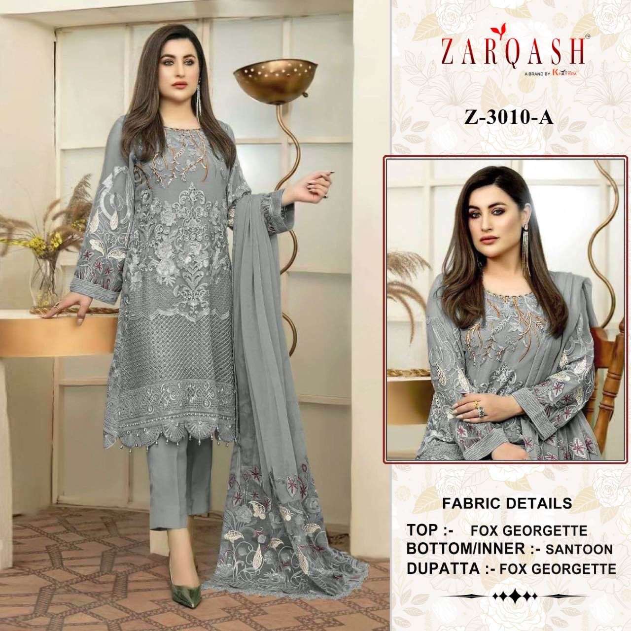 Z-3010 COLOURS BY ZARQASH 3010-A TO 3010-D SERIES FAUX GEORGETTE DRESSES